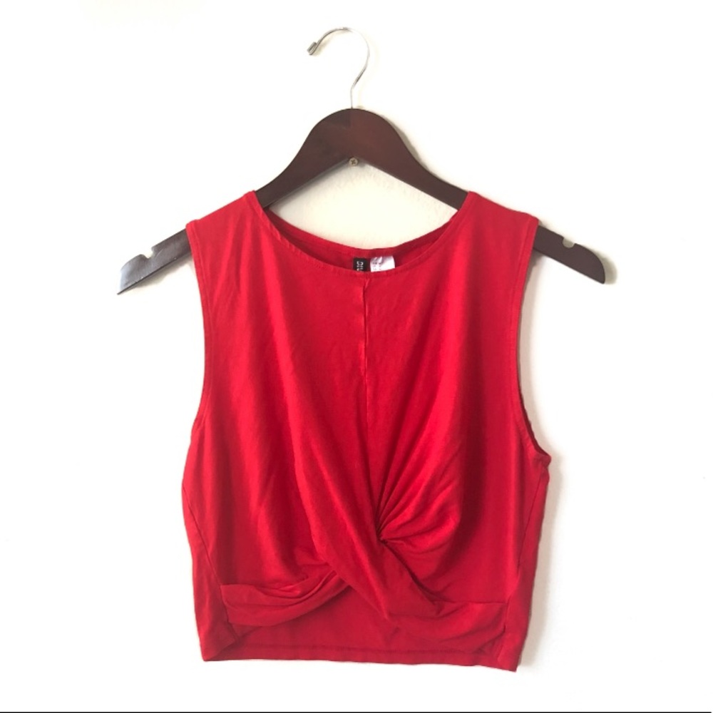 H&M Divided Red Sleeveless Crop Twist Top